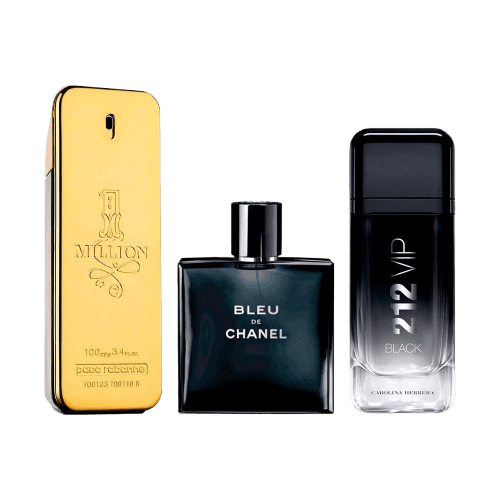 3-Piece Men's Fragrance Set: 1 Million, Bleu GB Chanel & 212 VIP Black