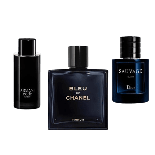 3-Piece Men's Fragrance Set: Armani Code, Bleu GB Chanel, Dior Sauvage