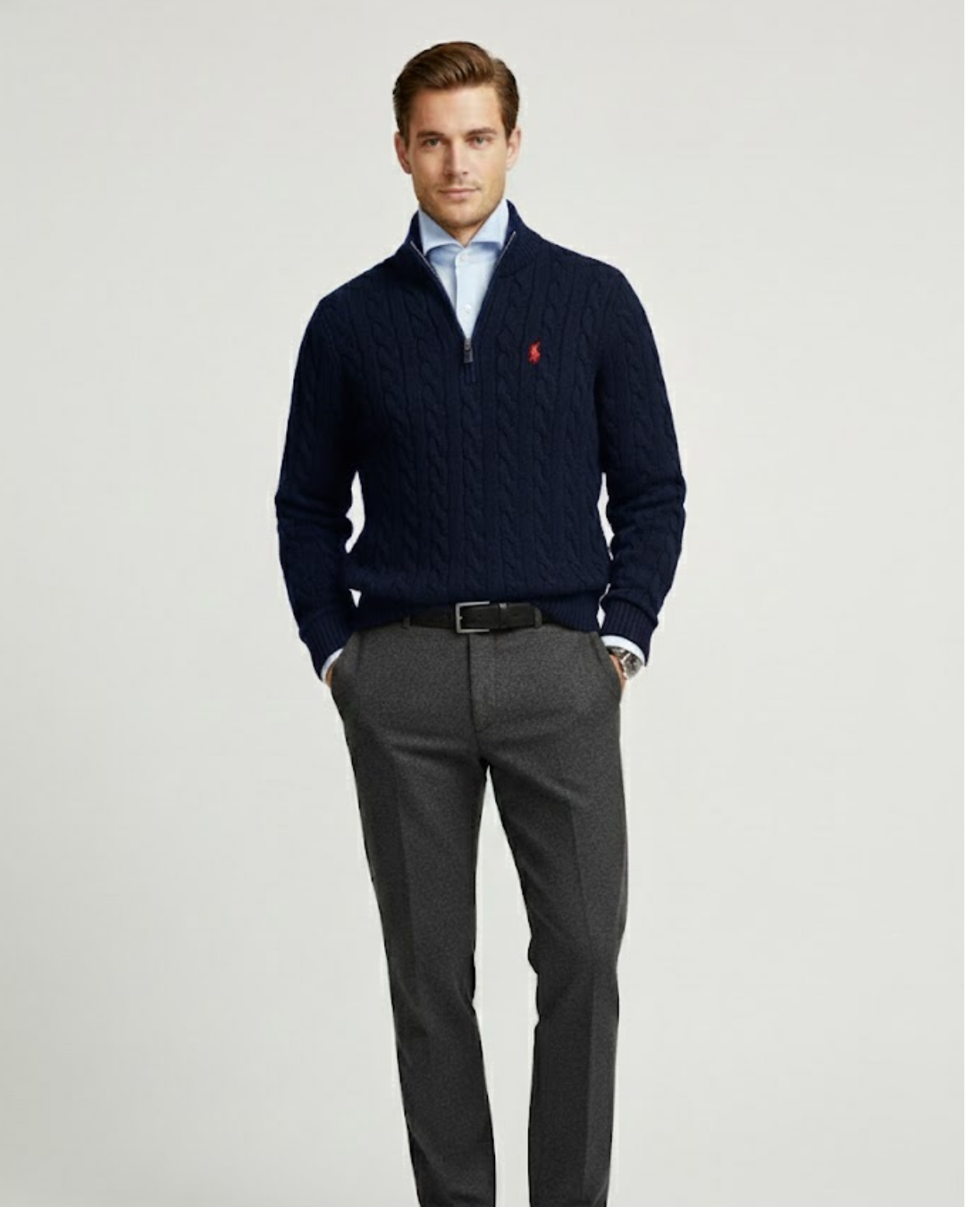 Cable-Knit Quarter-Zip Jumper