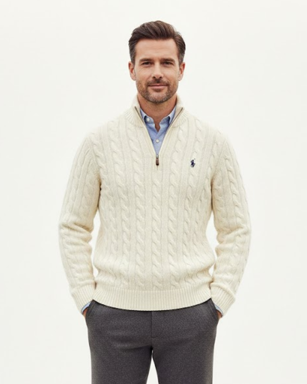 Cable-Knit Quarter-Zip Jumper