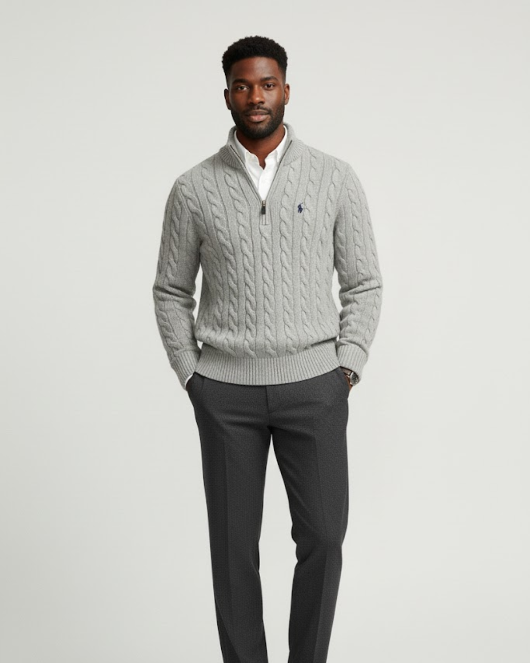 Cable-Knit Quarter-Zip Jumper